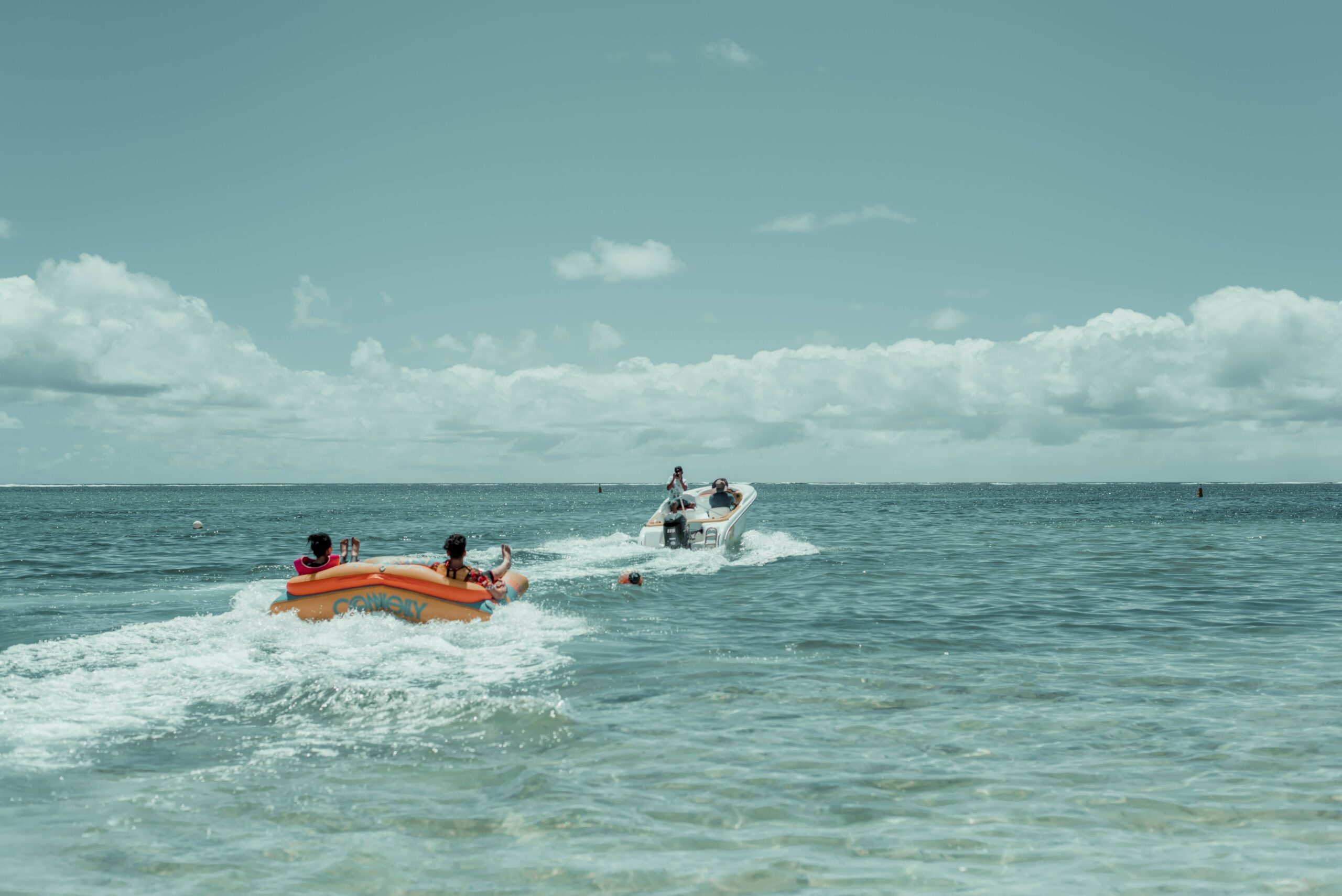 Watersports on the lagoon off the Mauritius coast