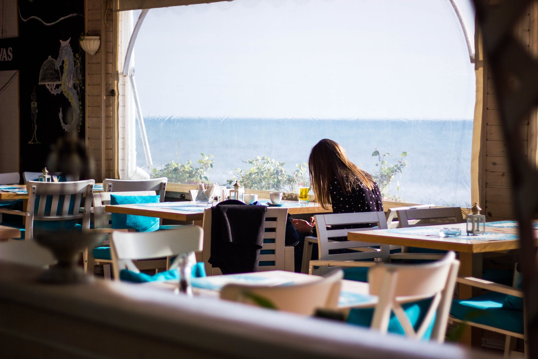 Restaurant terrace overlooking the sea in Grand Baie