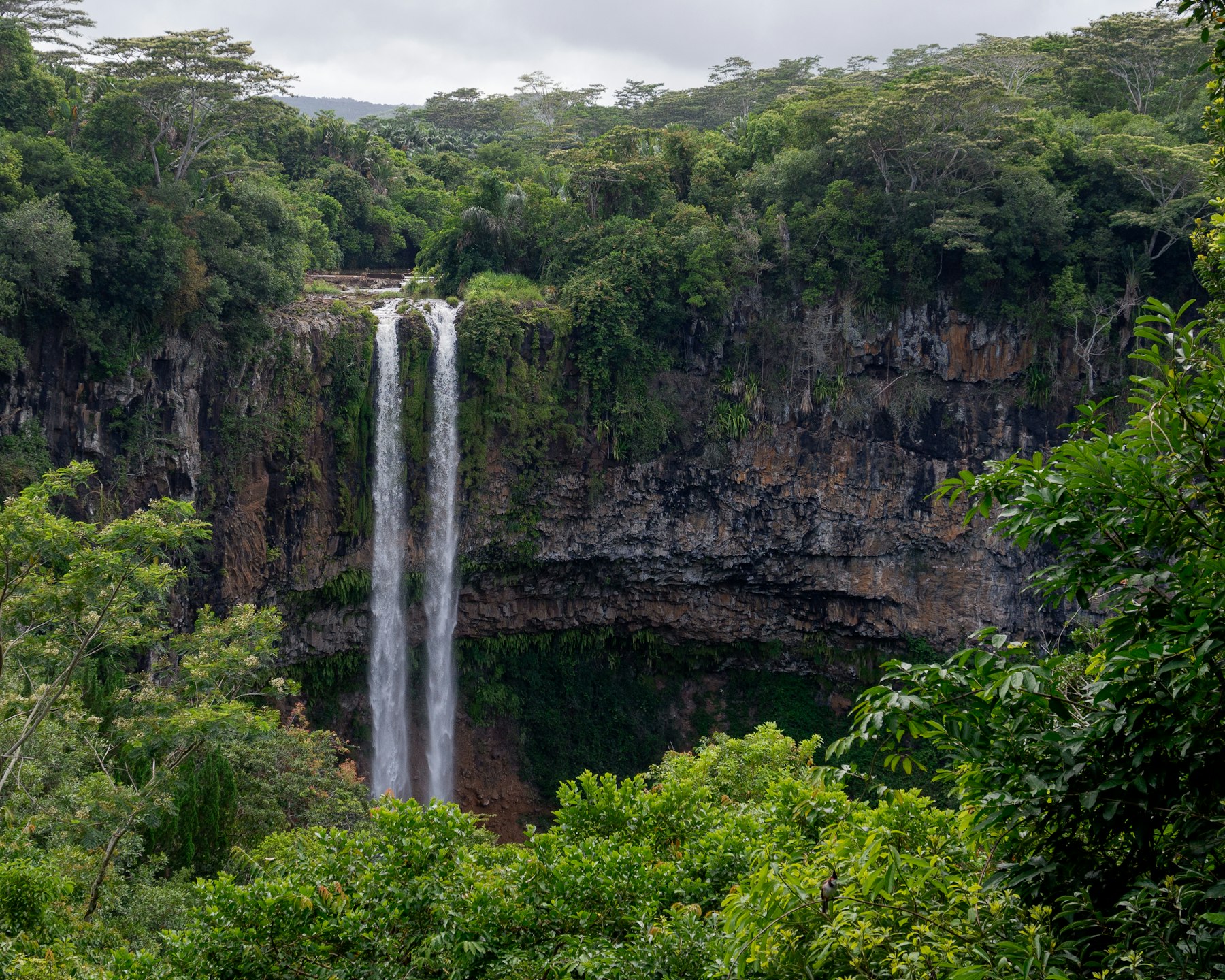 Twin waterfall in the Mauritius interior